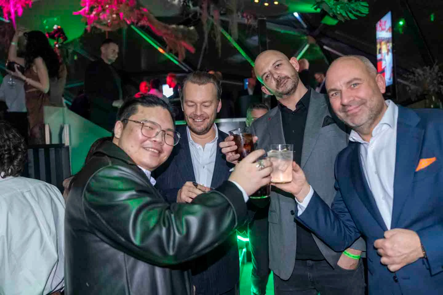 Guests raising their glasses together at Altitude Barcelona
