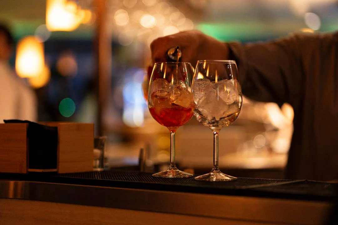 Drinks being poured at the Radio Rooftop bar