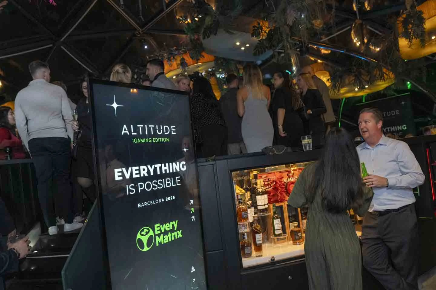 Altitude and EveryMatrix branding among guests at the Barcelona evening
